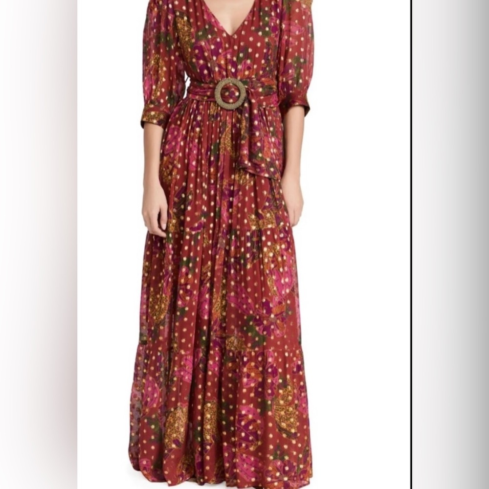 Red and Gold Farm Rio Dress
